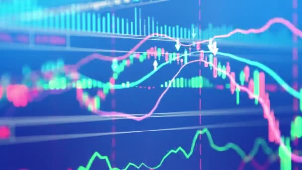 График фондового рынка финансового бизнеса график свечи палка экран монитор — стоковое видео