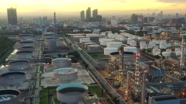 Aerial view drone of refinery — Stock Video