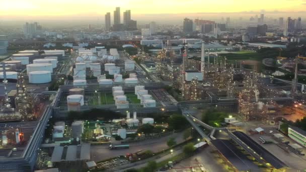 Aerial view drone of refinery — Stock Video