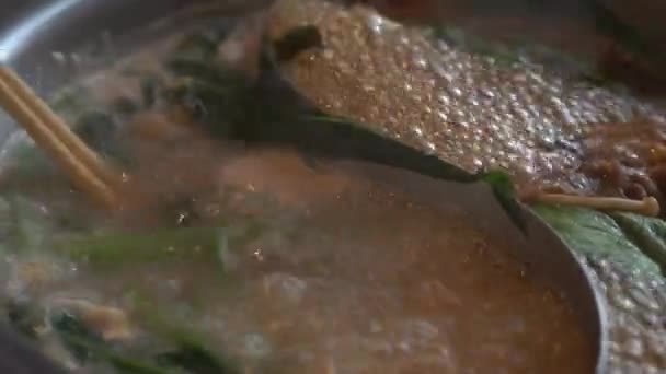 Asijské hotpot shabu suki slavné tradice rodinné jídlo — Stock video