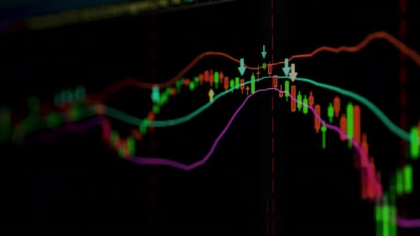 Concepto financiero de negocios con gráfico de mercado de valores monitor de pantalla indicador gráfico — Vídeo de stock