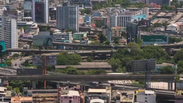 Zoomt Vista Aérea Del Tráfico Con Rastro Luz Intersección Metropilitana — Vídeos de Stock