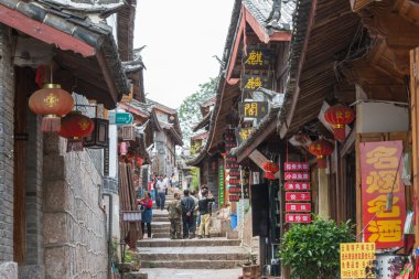 Lijiang, Çin - Eylül 5 2014: eski town lijiang (unesco dünya mirası). ünlü bir dönüm noktası lijiang, yunnan, Çin.