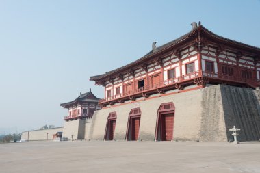 LUOYANG, CHINA - NOV 18 2014: Dingding Gate, Luoyang City of the Sui and Tang Dynasty. UNESCO World heritage site in Luoyang, Henan, China. clipart