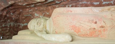 Lanzhou, Çin - Eylül 30 2014: Buda heykelleri bingling, mağara Tapınağı (unesco dünya mirası). lanzhou, gansu, Çin'deki ünlü tapınağı.