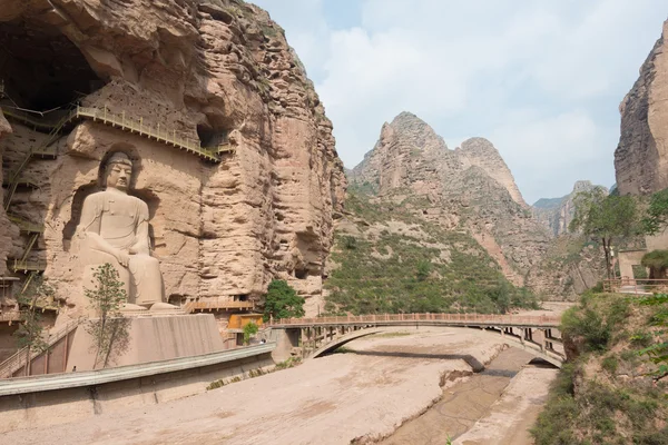 Lanzhou, Çin - Eylül 30 2014: Buda heykelleri bingling, mağara Tapınağı (unesco dünya mirası). lanzhou, gansu, Çin'deki ünlü tapınağı.