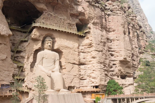 Lanzhou, Çin - Eylül 30 2014: Buda heykelleri bingling, mağara Tapınağı (unesco dünya mirası). lanzhou, gansu, Çin'deki ünlü tapınağı.