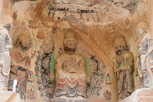 Lanzhou, Çin - Eylül 30 2014: Buda heykelleri bingling, mağara Tapınağı (unesco dünya mirası). lanzhou, gansu, Çin'deki ünlü tapınağı. — Stok fotoğraf