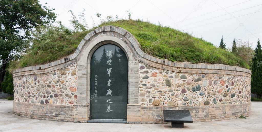 TIANSHUI, CHINA - OCT 7 2014: Li Guang Tomb, Tianshui, Gansu, China. was a famous general of the Han Dynasty. Nicknamed the Flying General.