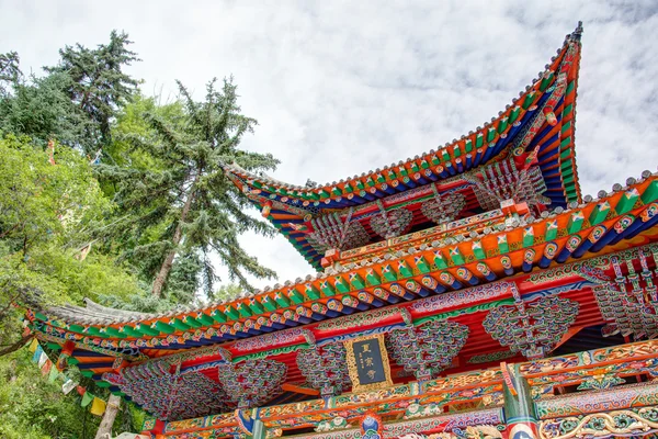 Pingan, China - Jul 9 2014: Shazong Ritod Monastery(Xiazongsi). een wereldberoemde klooster in Pingan, Qinghai, China. — Stockfoto