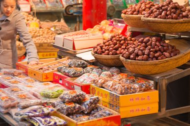 Xian, Çin - 20 Ekim 2014: Müslüman Street Xian. Hui insanlar Xian bir Müslüman etnik azınlık bulunmaktadır.