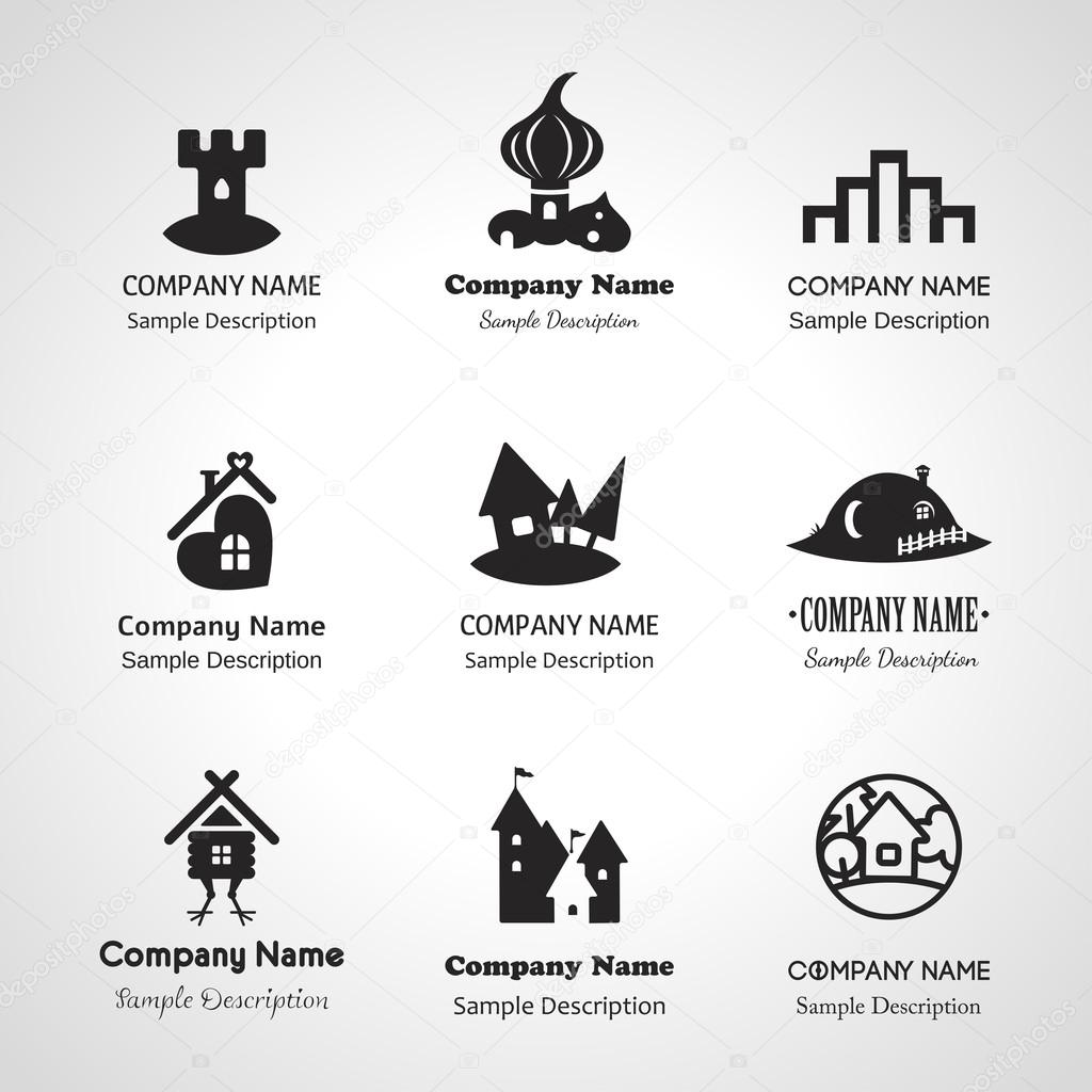 Buildings and houses signs collection. Templates for your business.