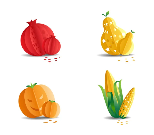 Papier plié fruits et légumes — Image vectorielle