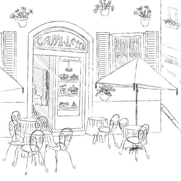 Croquis d'un bistrot de rue — Image vectorielle