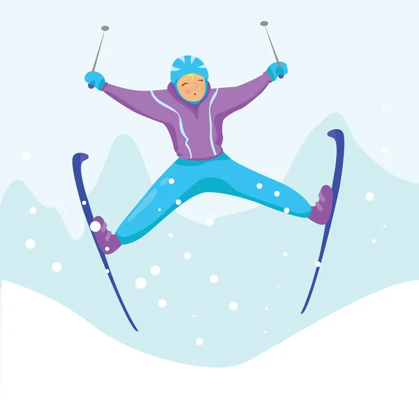 Ski racer na neve — Vetor de Stock