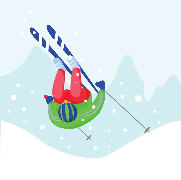 Scialpinista sulla neve — Vettoriale Stock