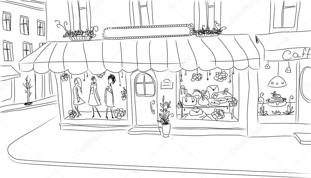 Street shop sketch Stock Vector Image by ©Broccoly 61769123