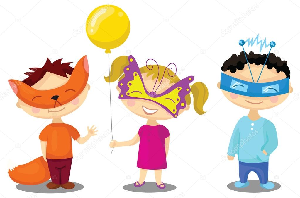Children in masquerade costumes