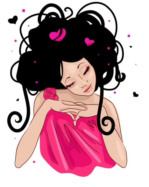 Young girl in love — Stock Vector