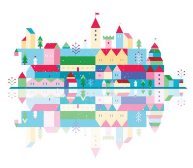 Gölün yakınlarında kış kasaba