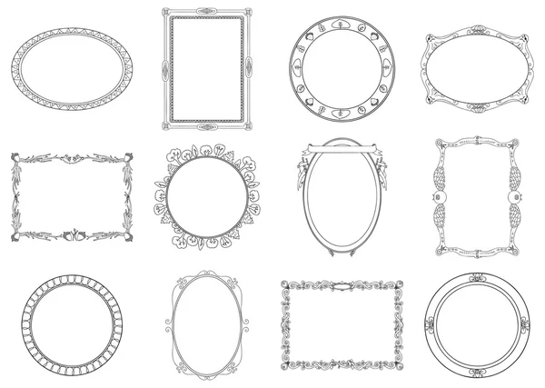 Coleção de molduras Lineart — Vetor de Stock