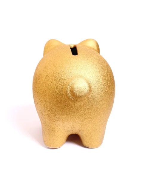 Golden piggy bank from back — Stock Photo, Image