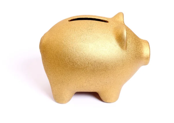 Golden piggy bank from right side — Stock Photo, Image