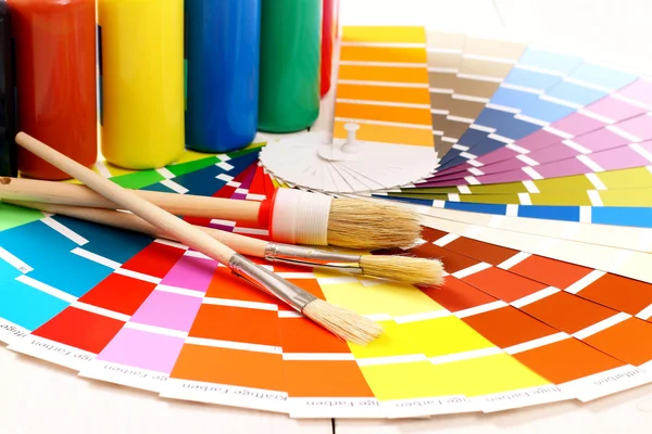 Pantone color palette, brush on white background — Stock Photo, Image