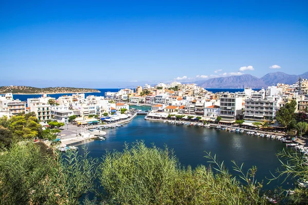 Panorama of Agios Nikolaos Lake Voulismeni — Stock Photo, Image