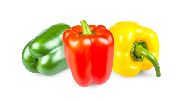 Green, red and yellow peppers — Stock Photo, Image