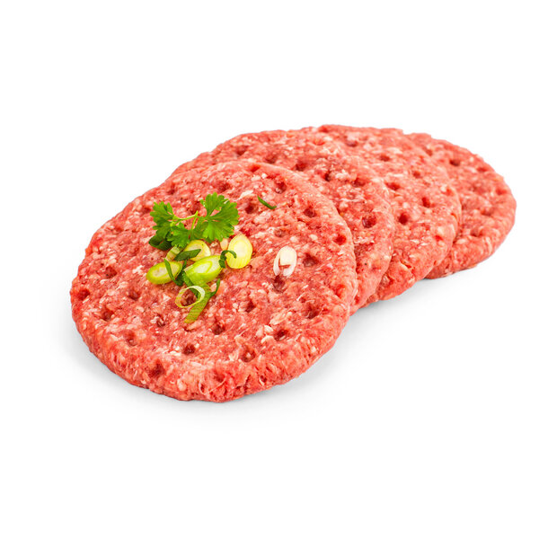 Four fresh hamburger slices isolated
