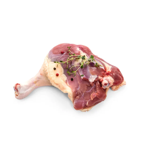 Barbarie duck leg with thyme twig isolated — Stock Photo, Image