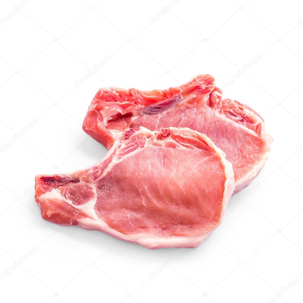 Two juicy pork chop, top view