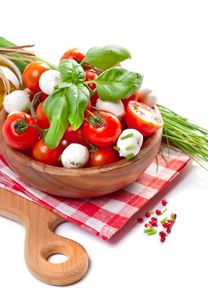 Mozzarella cheese with cherry tomatoes — Stock Photo, Image
