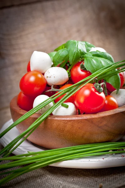 Mozzarella sajt, koktélparadicsommal — Stock Fotó