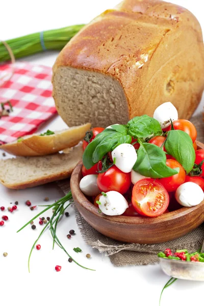 Mozzarella cheese with cherry tomatoes — Stock Photo, Image