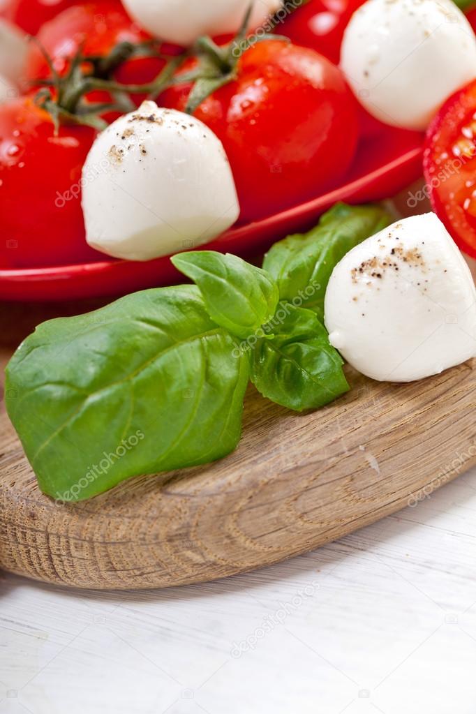 Mozzarella cheese with cherry tomatoes