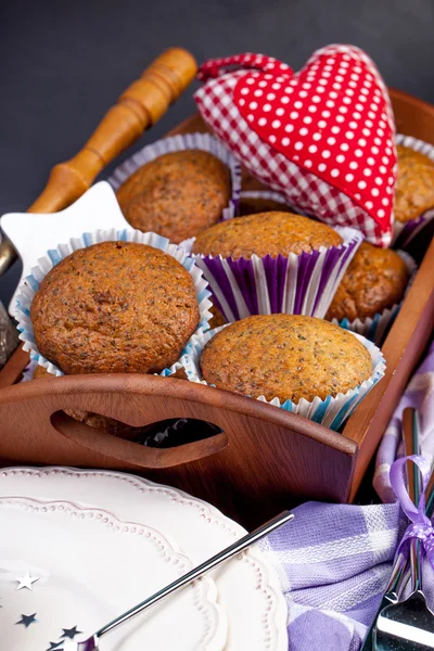 Muffin gebak met chocolade — Stockfoto