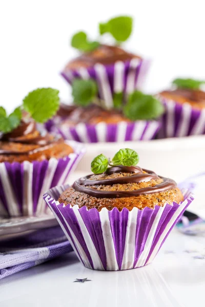 Muffin gebak met chocolade — Stockfoto