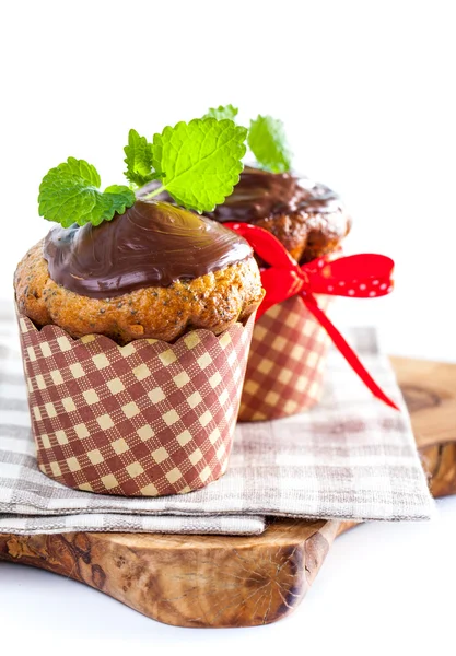 Muffin cakes with chocolate — Stock Photo, Image