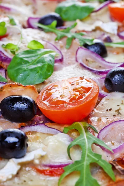 Pizza with dry cured ham — Stock Photo, Image