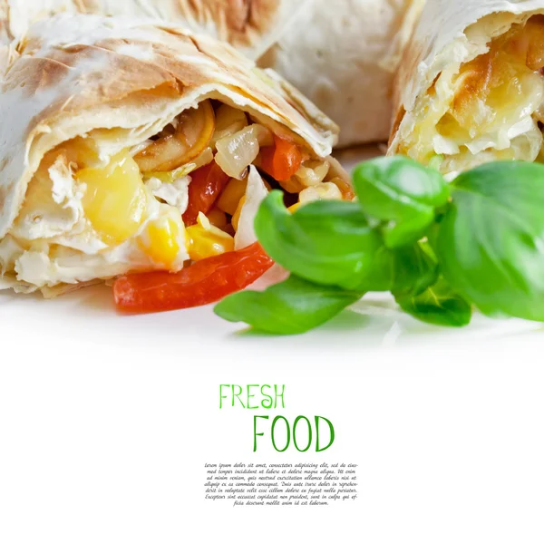 Mexican tortilla with meat stuffing — Stock Photo, Image