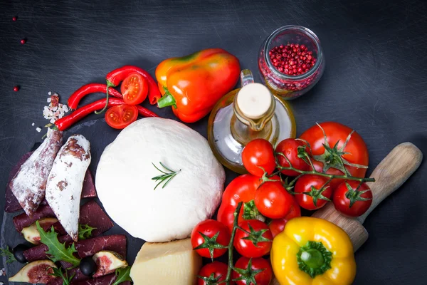 Products for pizza on table — Stock Photo, Image