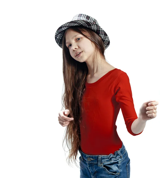 Adolescente chica posando en sombrero — Foto de Stock