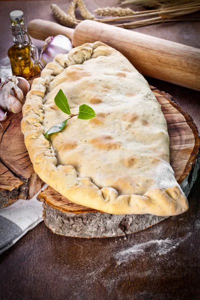 Italian pastry stuffed with cheese and meat — Stock Photo, Image