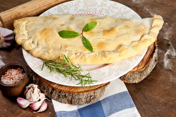 Italian pastry stuffed with cheese and meat — Stock Photo, Image