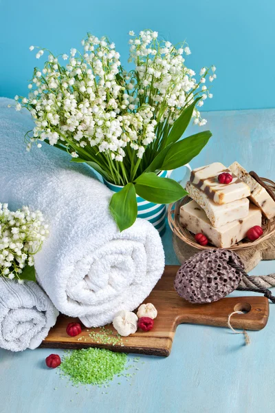 Spa achtergrond met bloemen — Stockfoto