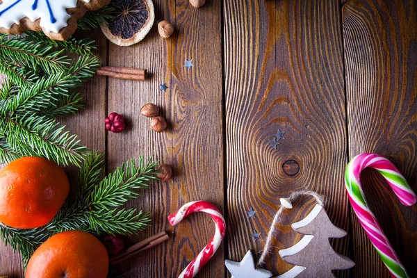 Vánoční dekorace nad dřevo — Stock fotografie