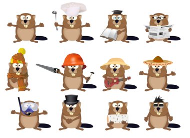 Sevimli çizgi Kunduzlar set