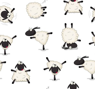 Vektör karikatür koyun güzel dizi